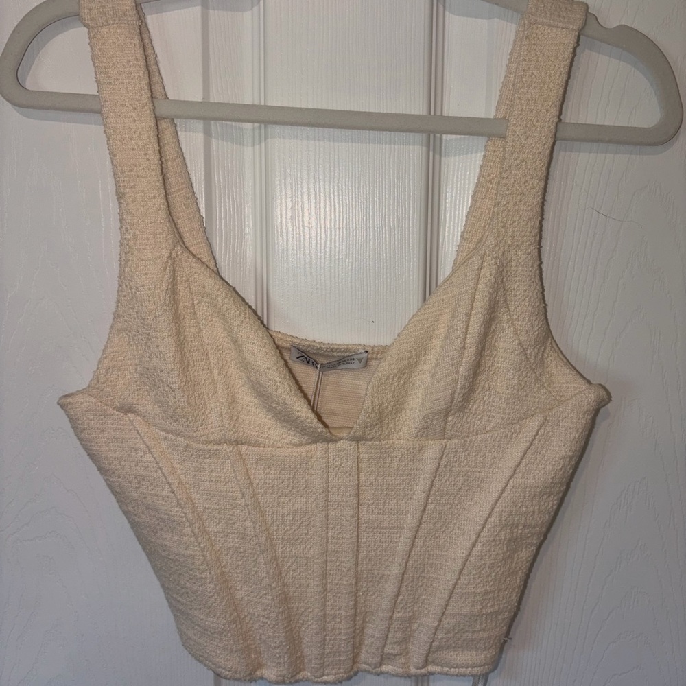 Zara Cream Textured Corset Top
